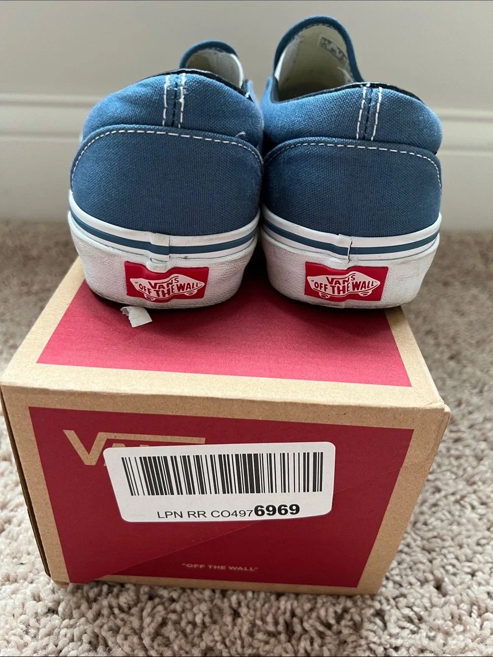 Vans Classic Slip-On Canvas Sneakers - Navy Blue - Size 7